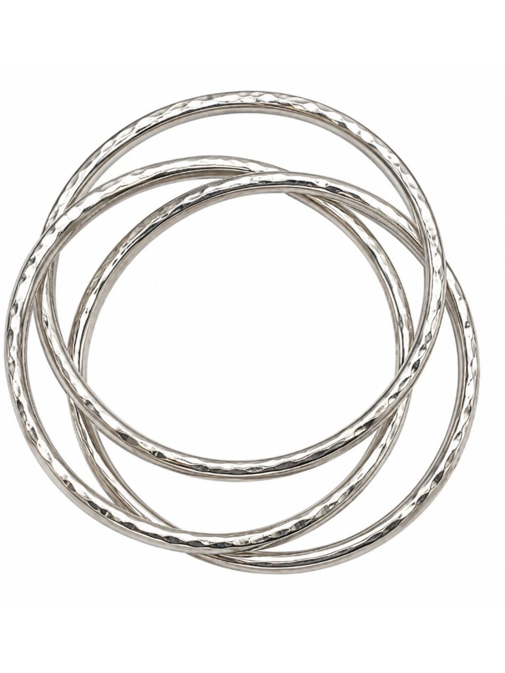 Sterling Silver 3 Interlocking Hammered Bangles 30g 68mm